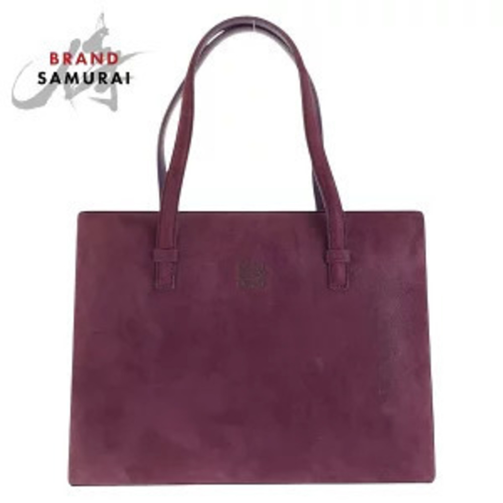 Loewe Anagram Purple Gold Suede Leather Handbag Tote Bag Shoulder